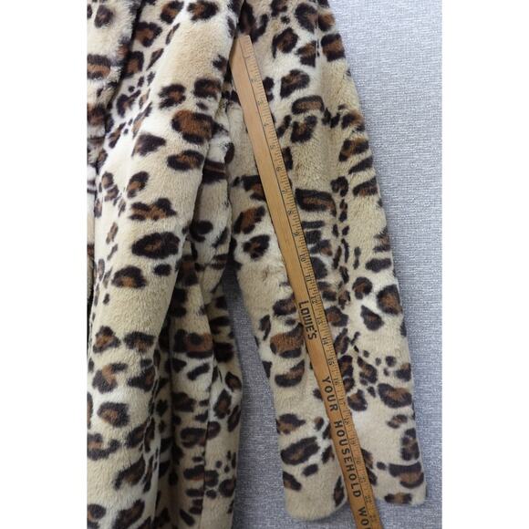 Dennis Basso Cheetah Faux Fur Coat Womens Jacket Notch Collar Crossover Lapel 1X - Picture 8 of 12
